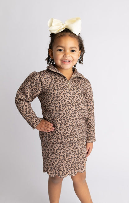 Kassidy Scalloped Skort Set - Leopard