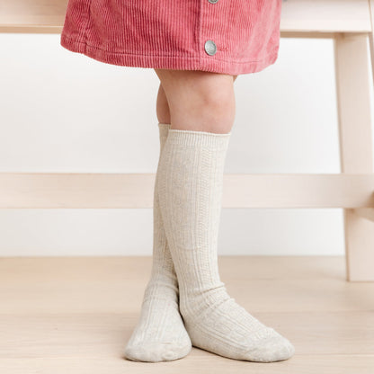 Heathered Ivory Cable Knit Knee High
