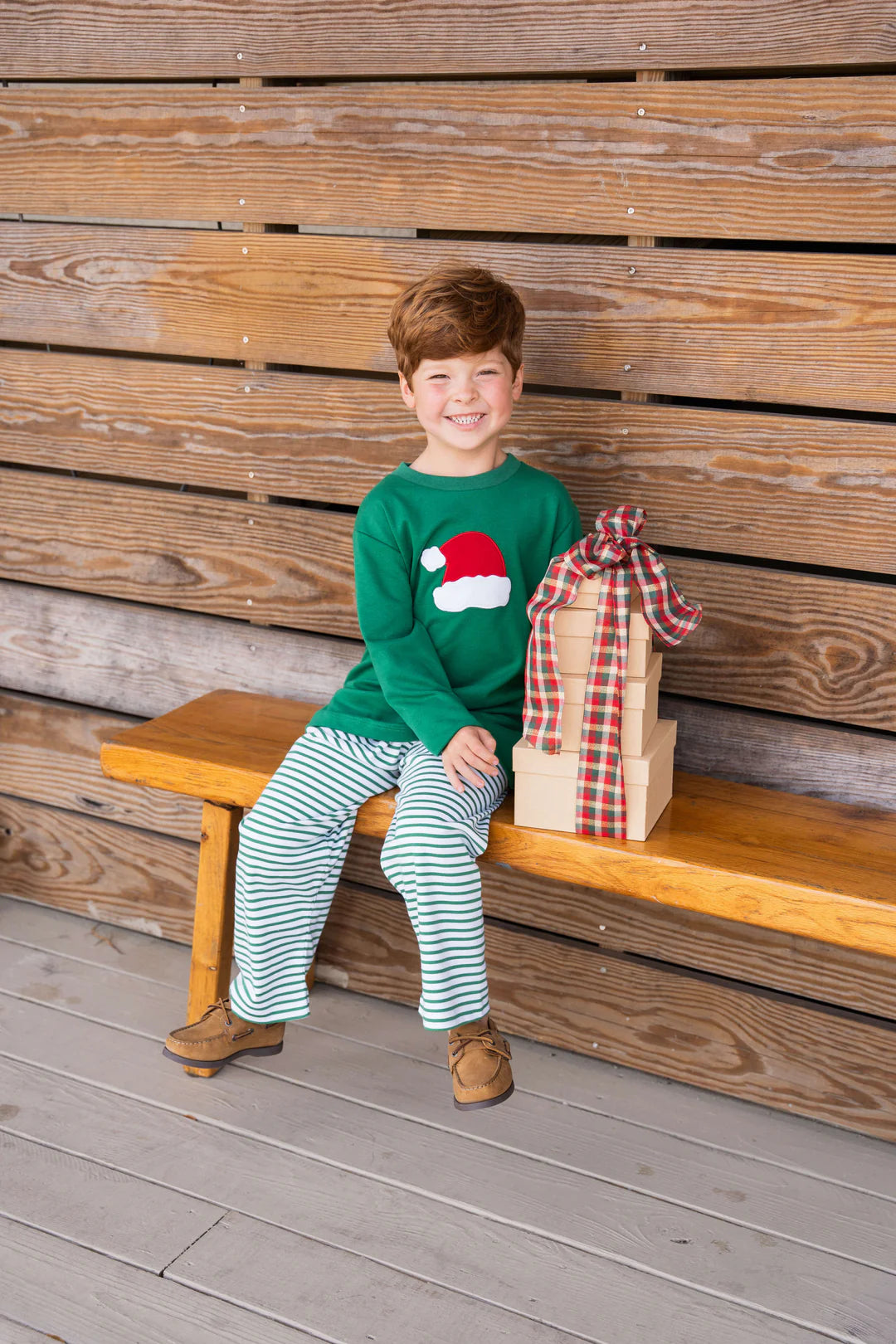 2 Piece Appliqué Boys Pant Set Santa Hat