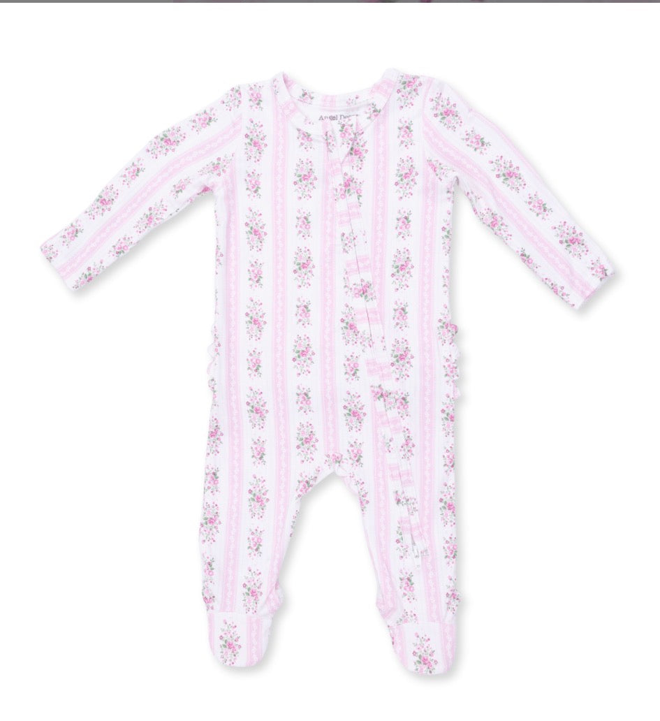Bella Rose Stripe 2way Zipper Footie