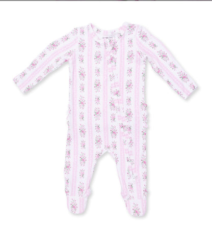 Bella Rose Stripe 2way Zipper Footie