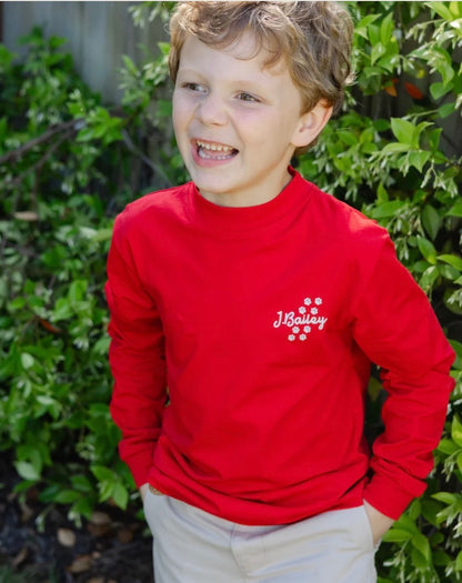 L/S Logo Tee, Dawg/Red