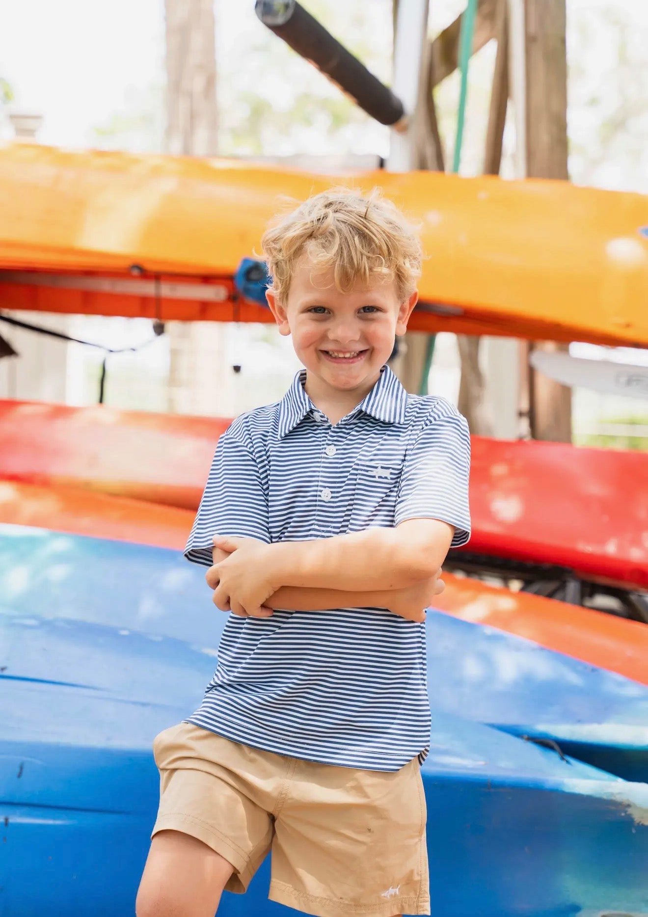 Inshore Boys Performance Polo Navy Stripe