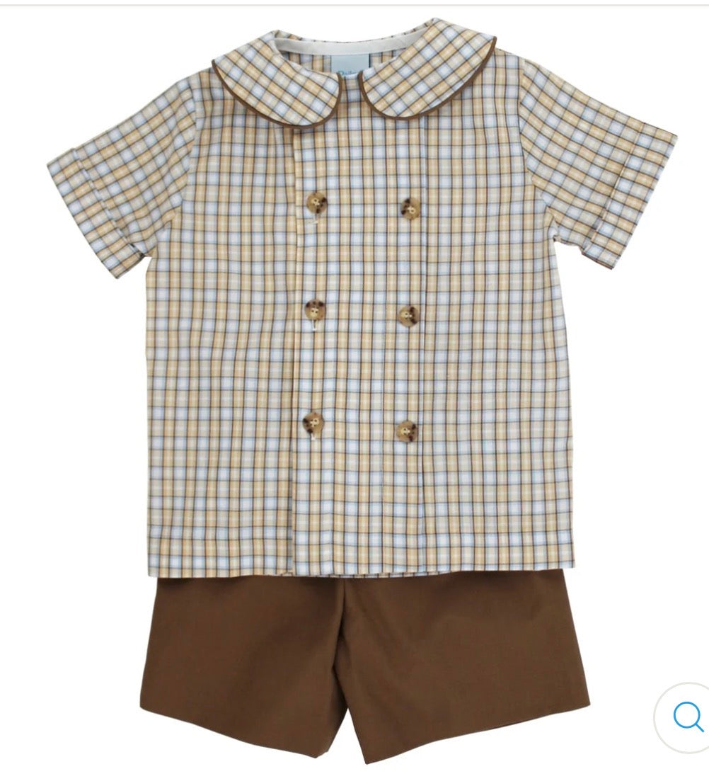 Pecan Plaid With Bison - Dressy Short Set