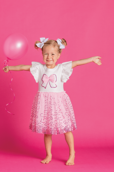 Mesh Bow Sequin TuTu Dress