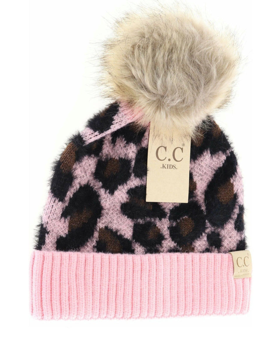 Kids Leopard Print Pom