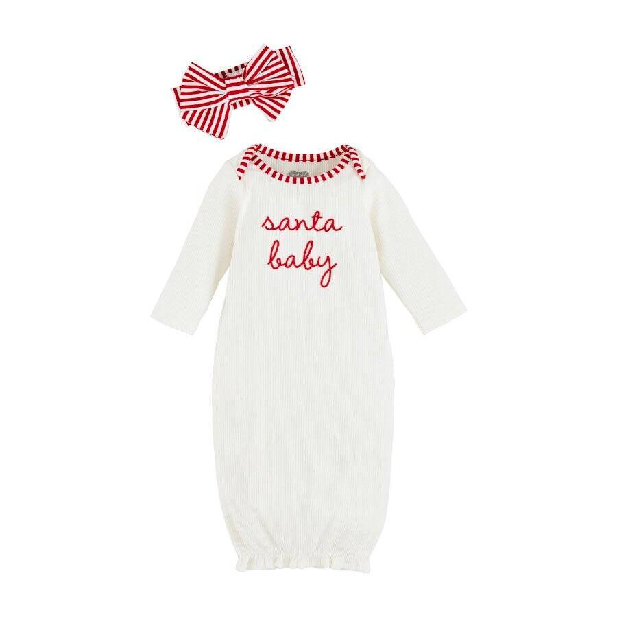Santa Baby Girl Gown with Headband