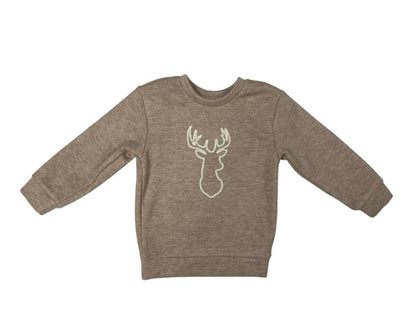 Deer Embroidered Corded Sweatshirt