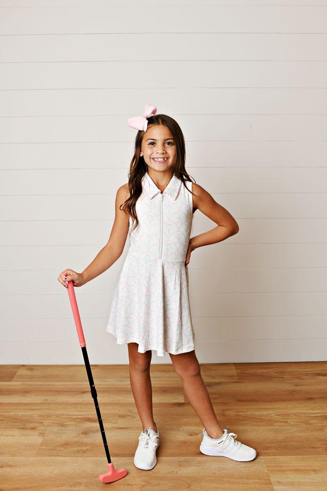 Girls’ Sporty A-line Dress with Front Zipper