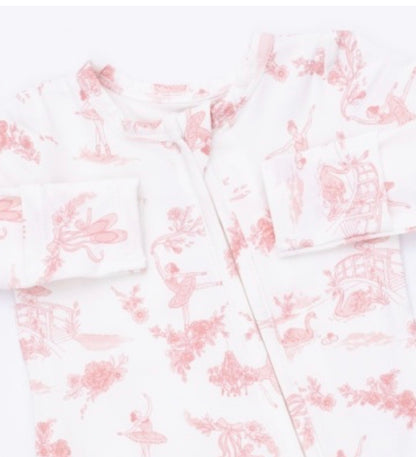 Ballet Toile 2 Way Ruffle Back Zipper Footie