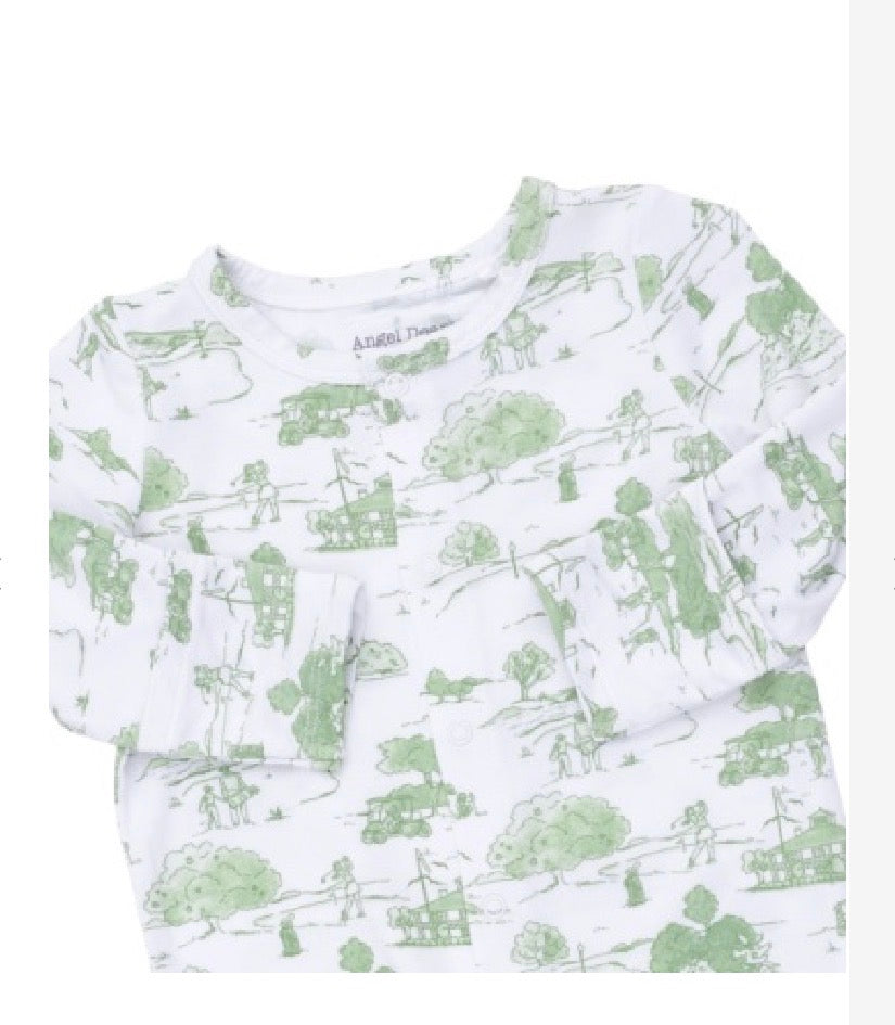 Golf Green Toile Convertible Gown + Hat