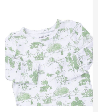 Golf Green Toile Convertible Gown + Hat