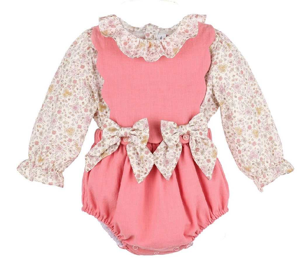 Pink Bubble + Floral Blouse Set