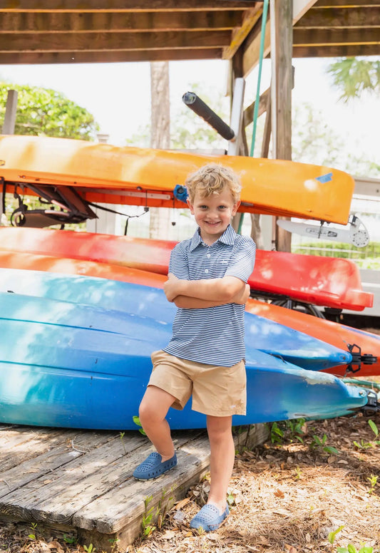 Inshore Boys Performance Polo Navy Stripe