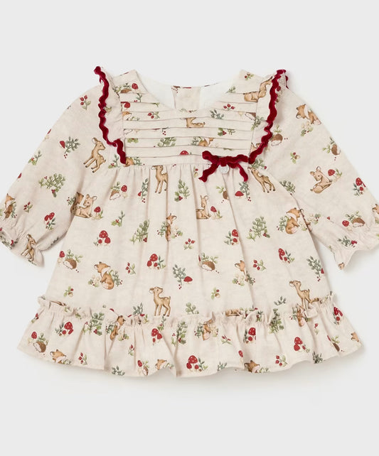 Newborn Girl Ruffle Printed Dress