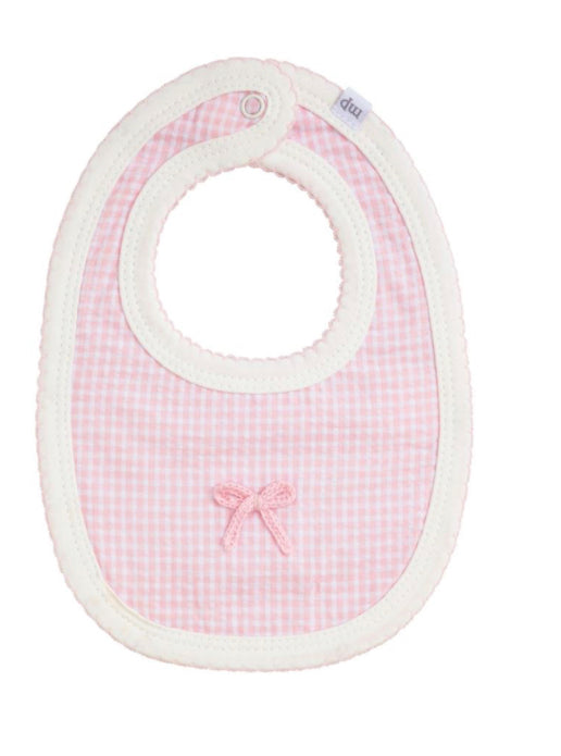 Crochet Bow Gingham Bib