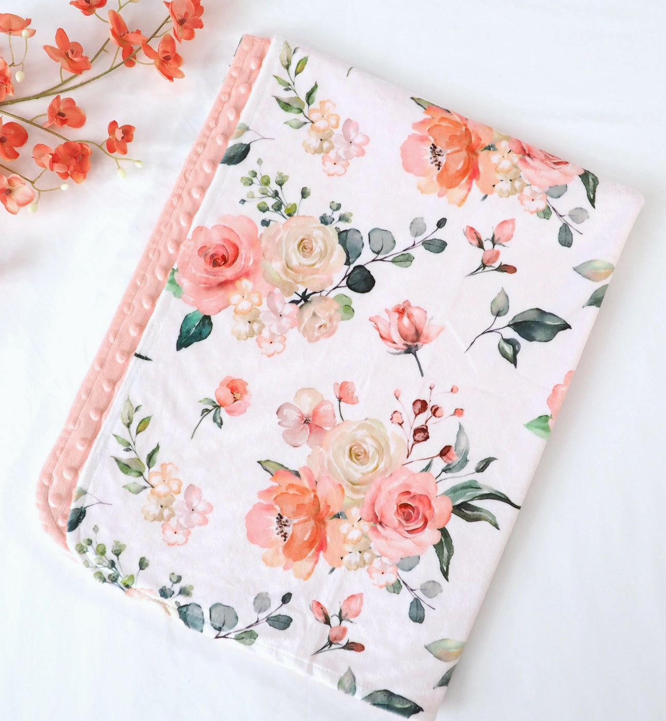 Peach Floral Blanket