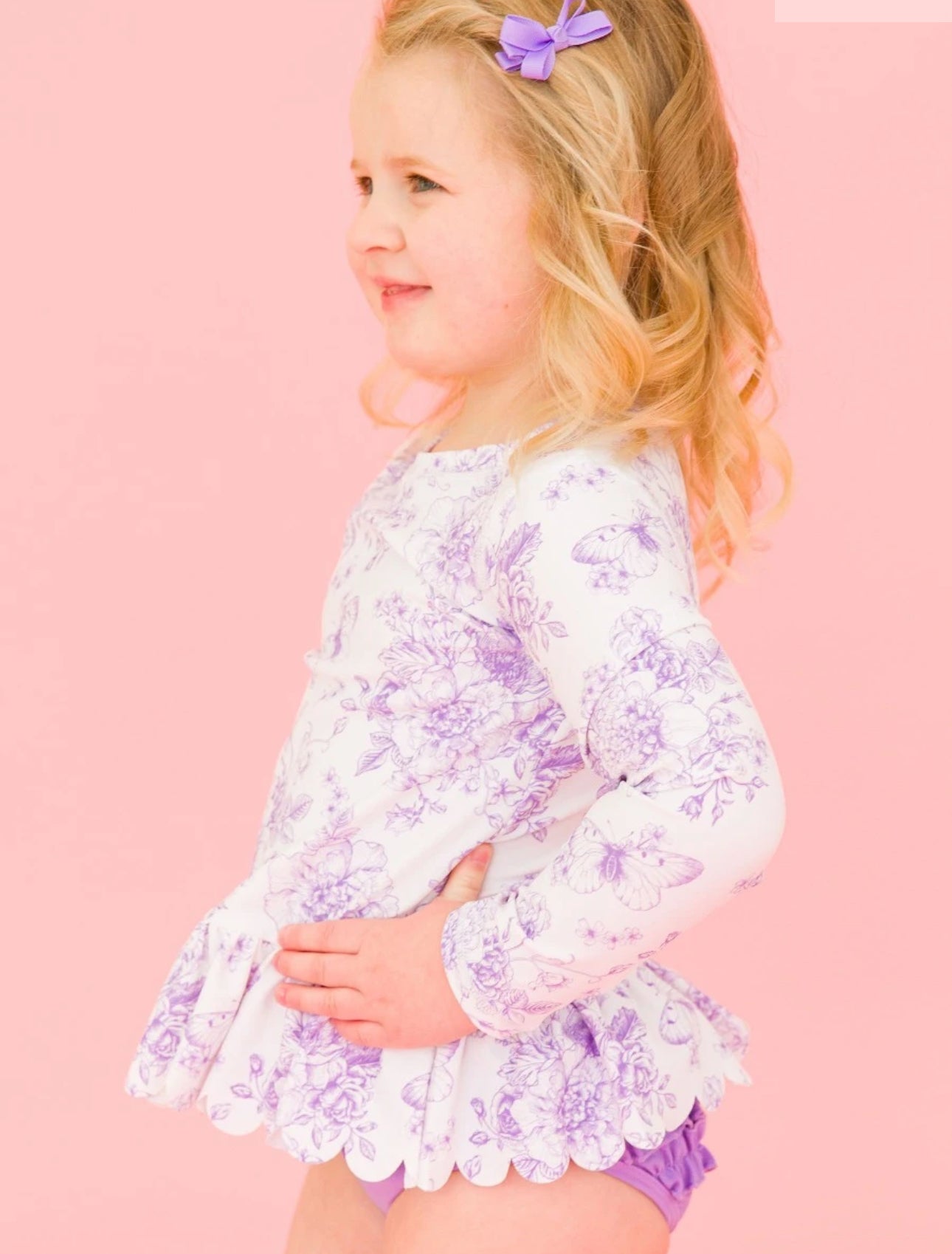 Wisteria Purple Butterfly Garden Rash Guard Swim