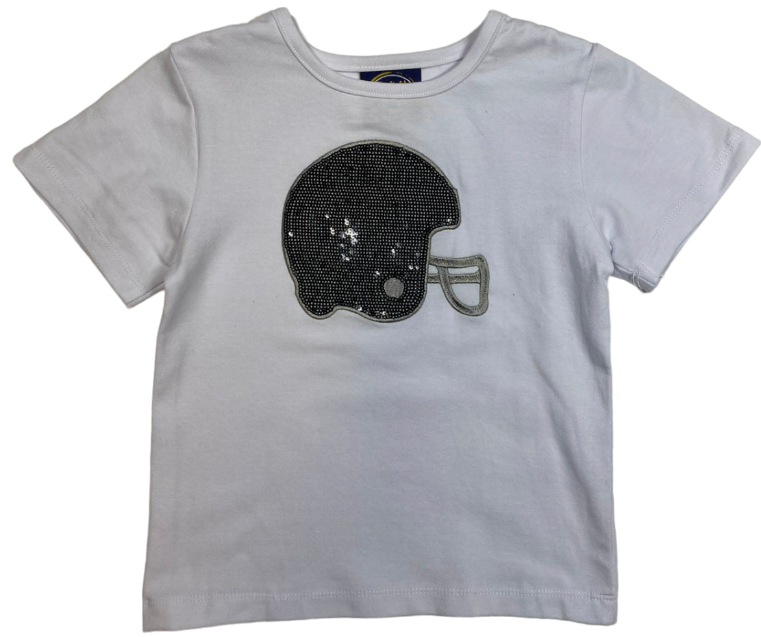 Black Sequin Football Helmet Tee