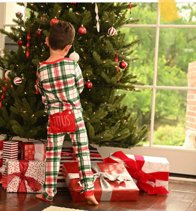 Christmas Plaid Butt Flap Romper Pajama