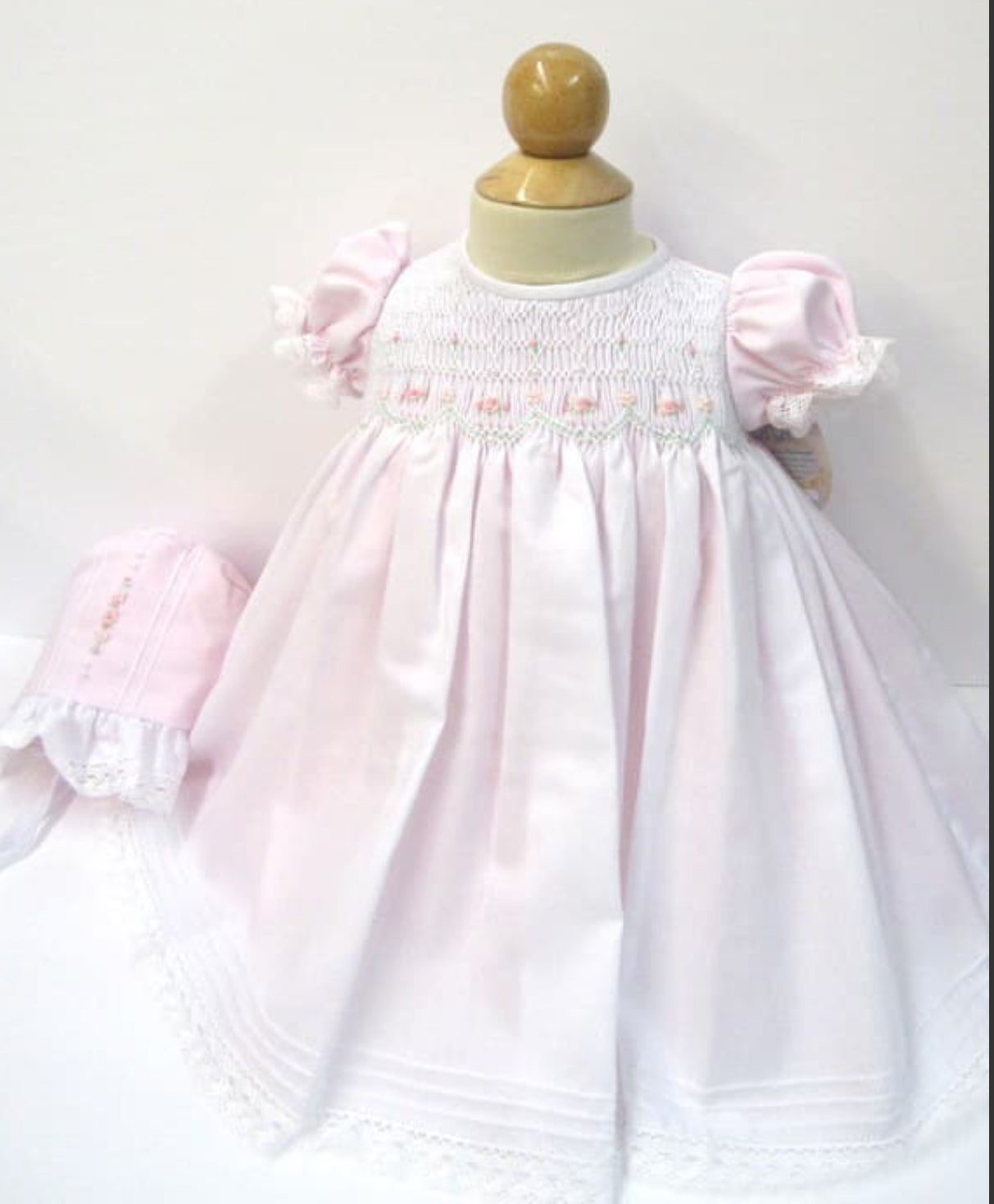 Will’Beth Pink & White Smocked Dress