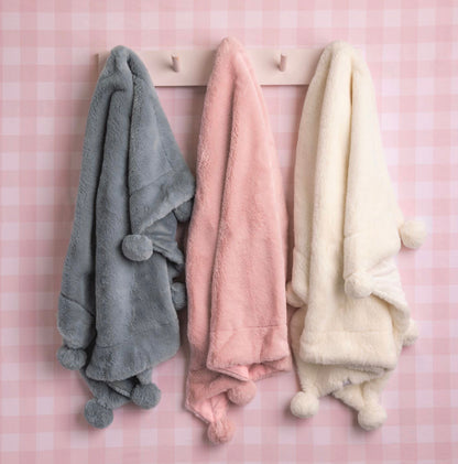 Pink Fur Pom Pom Blanket