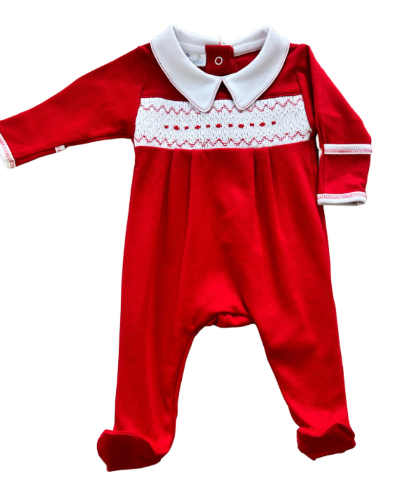 Red Smocked Footie