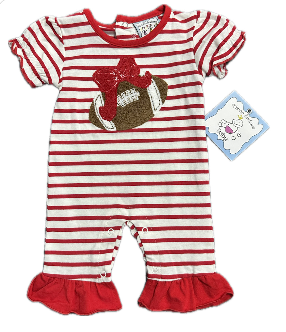 Football Appliqué Girls Romper
