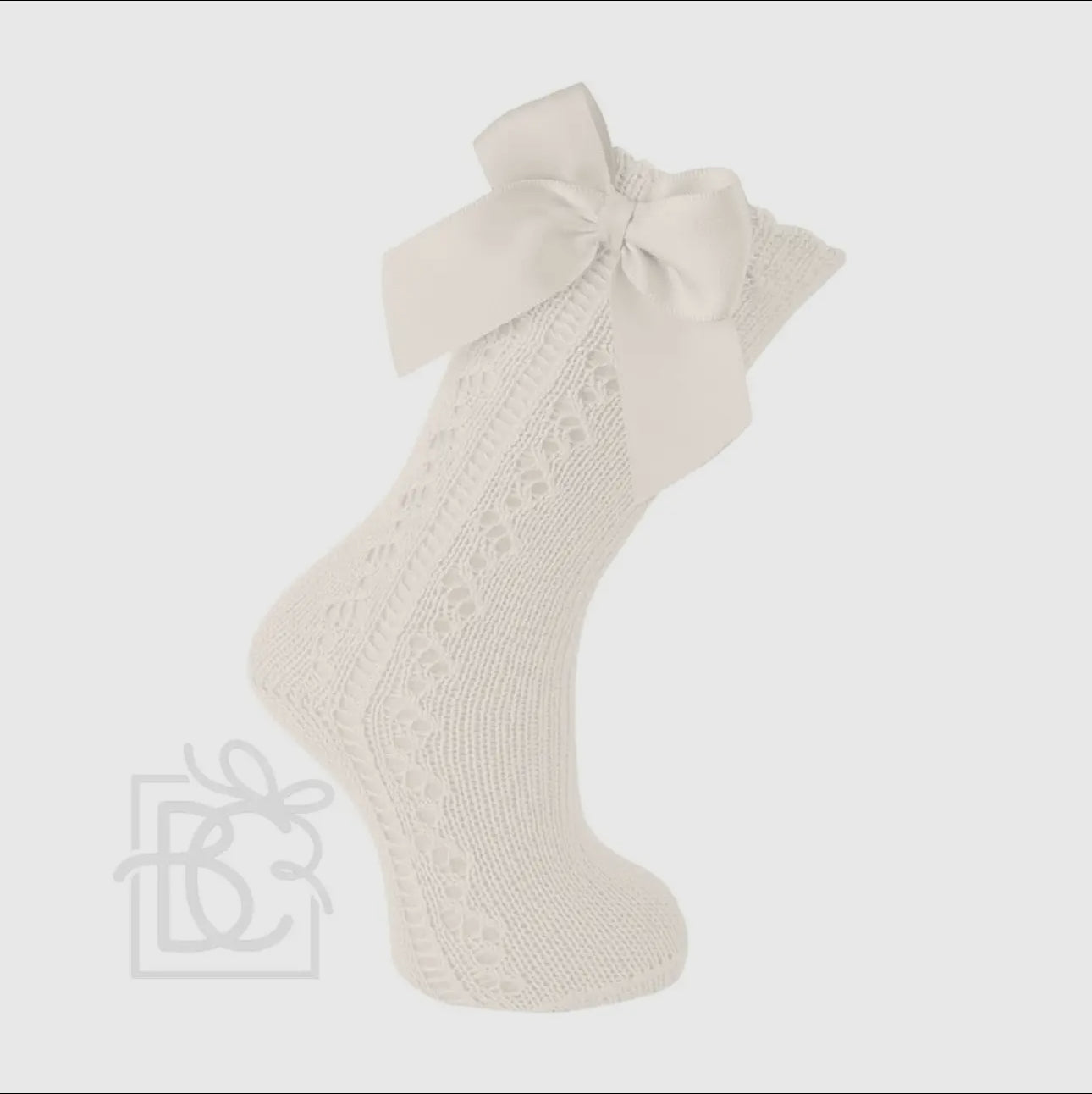 White Kneehigh Sock With Satin Bow