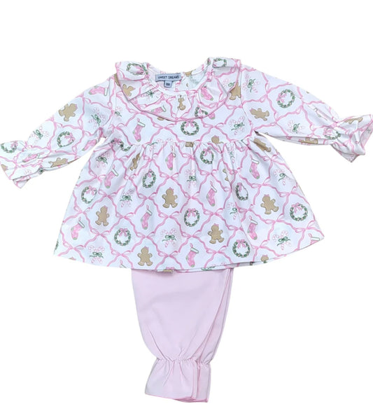 Christmas Bow Trellis Pant Set