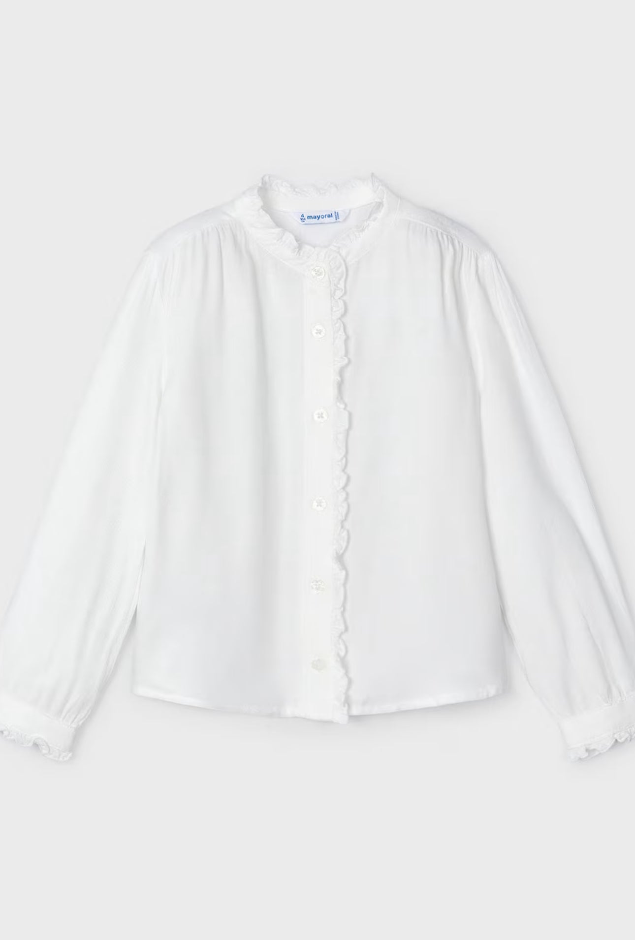 White ruffle shirt