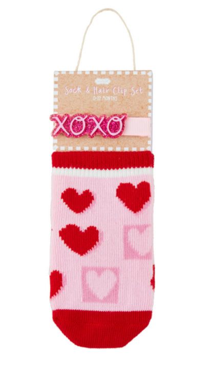 Valentines Socks with Hair Clips