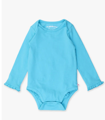 Bright Aqua LS Ruffle Layering Onsie