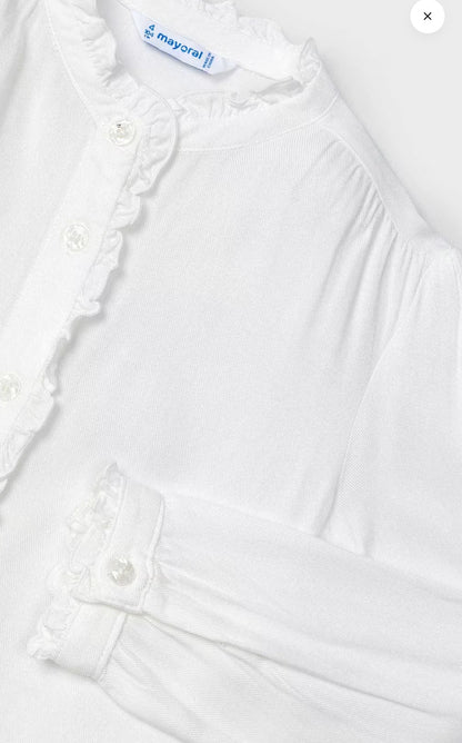 White ruffle shirt