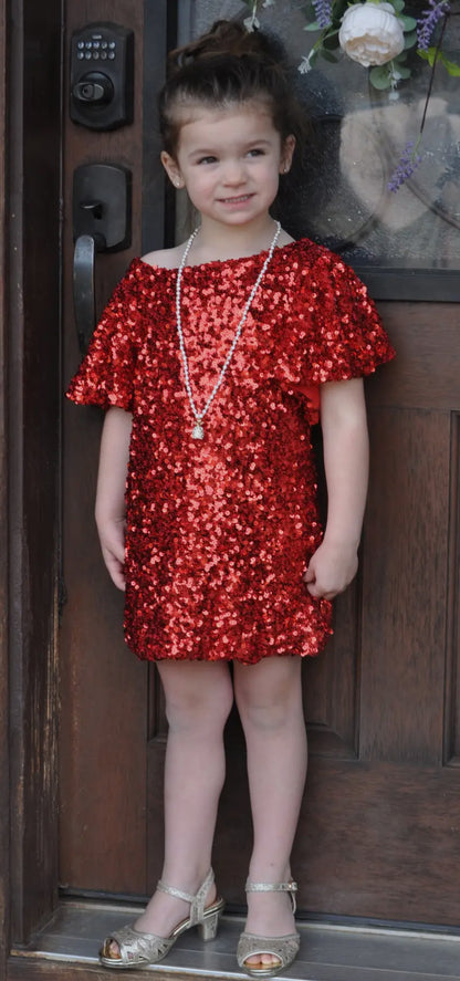 Red Sequin Tunic Dress