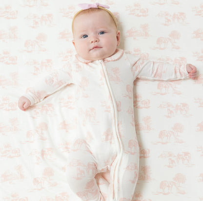 Pink Farm Toile Footie