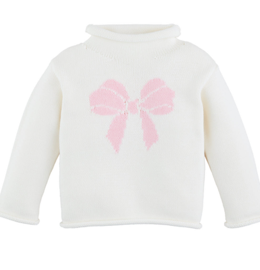 Pink Bow Roll Neck Sweater