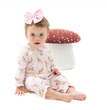 Little Fawn Long Sleeve Smocked Romper