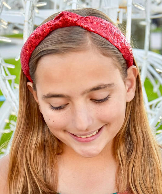 Red Sequin Knot Headbands