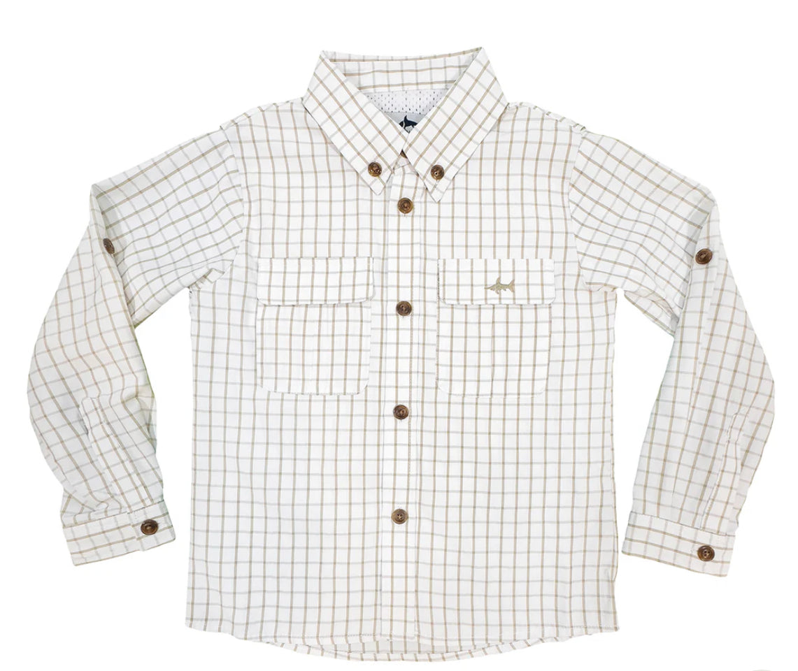 Khaki  Plaid Flagler Fishing Shirt