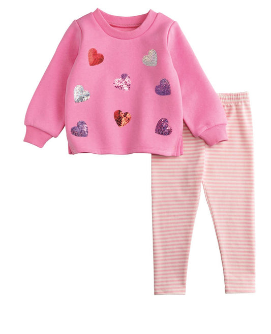 Sequin Heart Sweatshirt & Legging Set