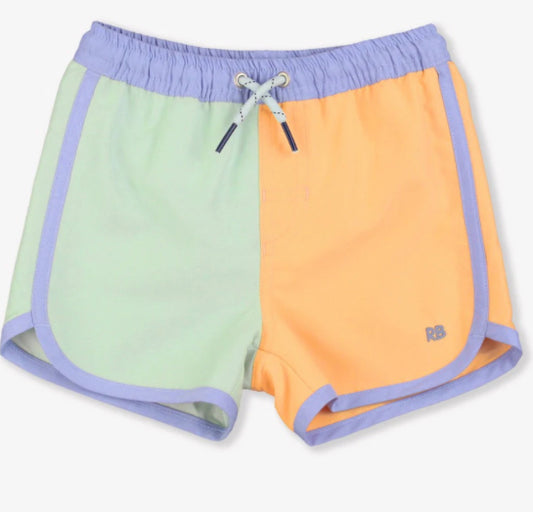 Periwinkle, Frost Green, and Ginger Color Block Swim Trunks