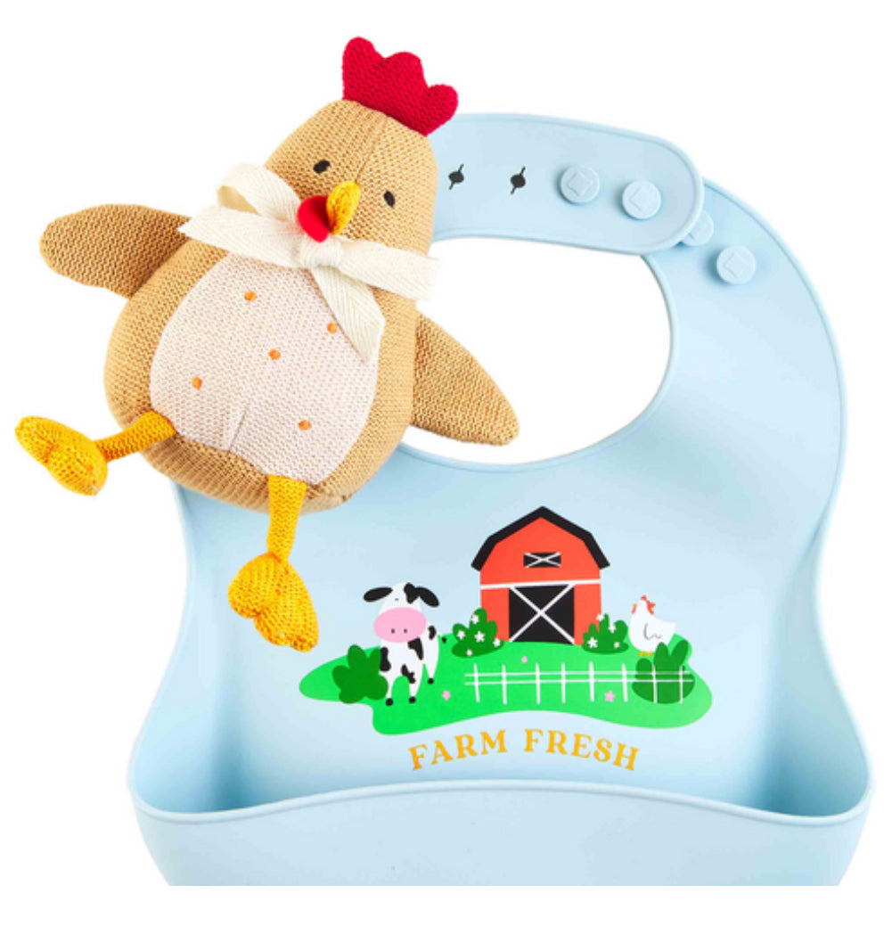 Blue Farm silicone Bib rattle