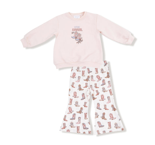 Future Cowgirl Oversized Sweatshirt and Baby Bell Bottoms Set