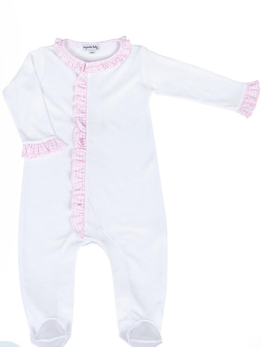 New Beginnings Pink Ruffle Footie