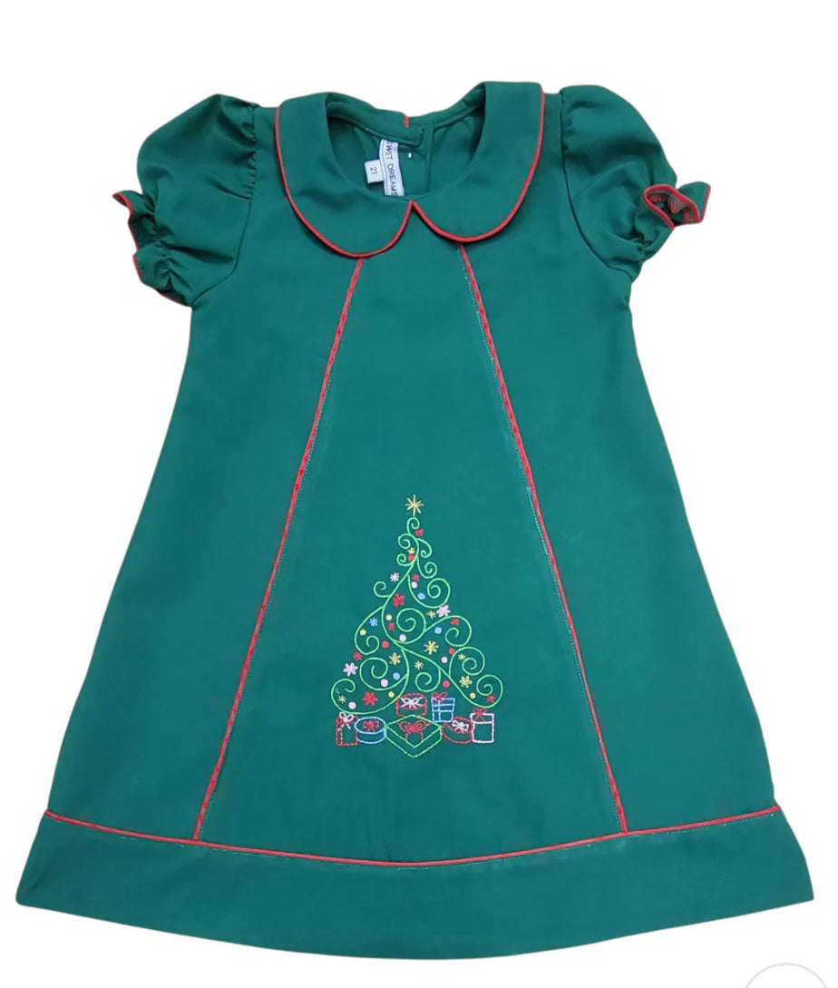 Christmas Tree Embroidered Dress