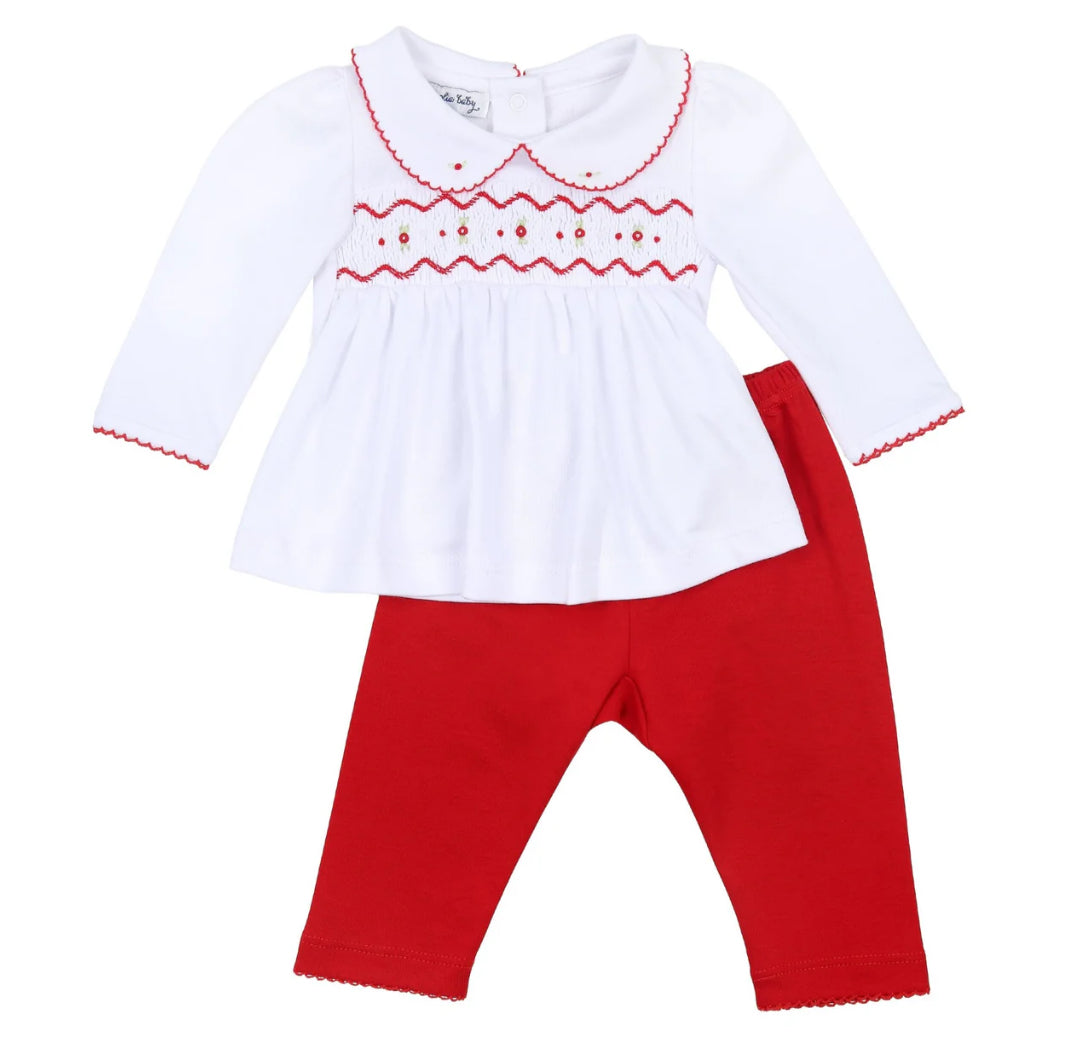 Red and White Smock 2pc Set