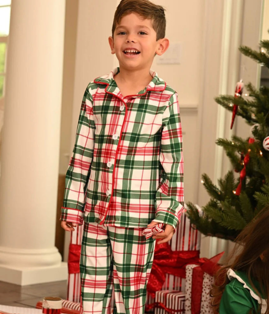 Christmas Plaid Button Down Pajamas