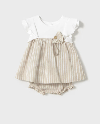 Tan Striped Dress with Bloomers