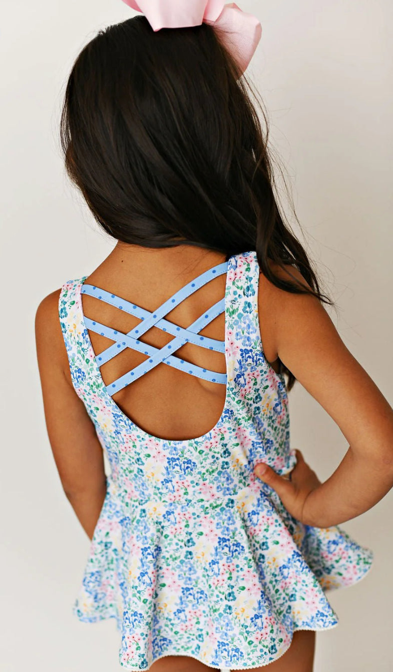 Blue Floral One Piece